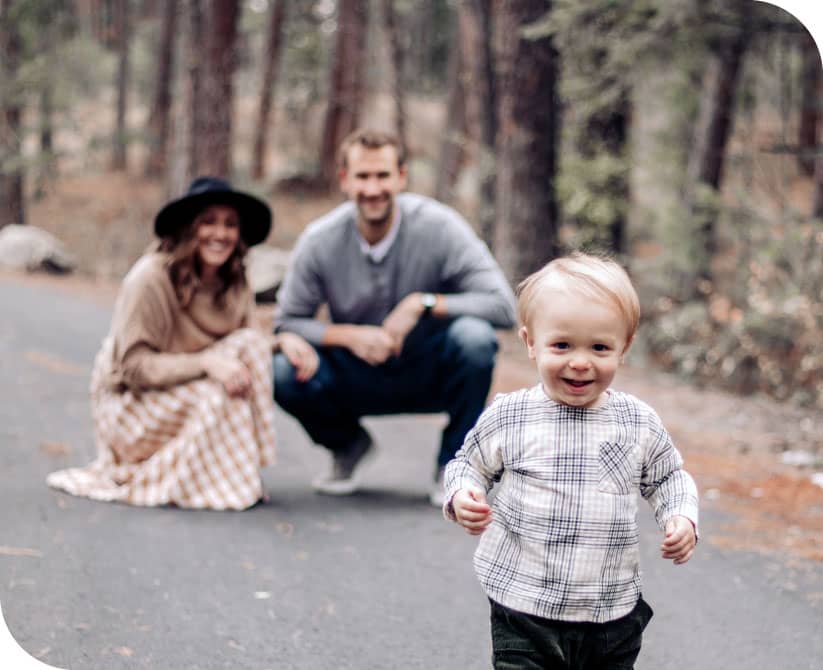 child smiling running to camera